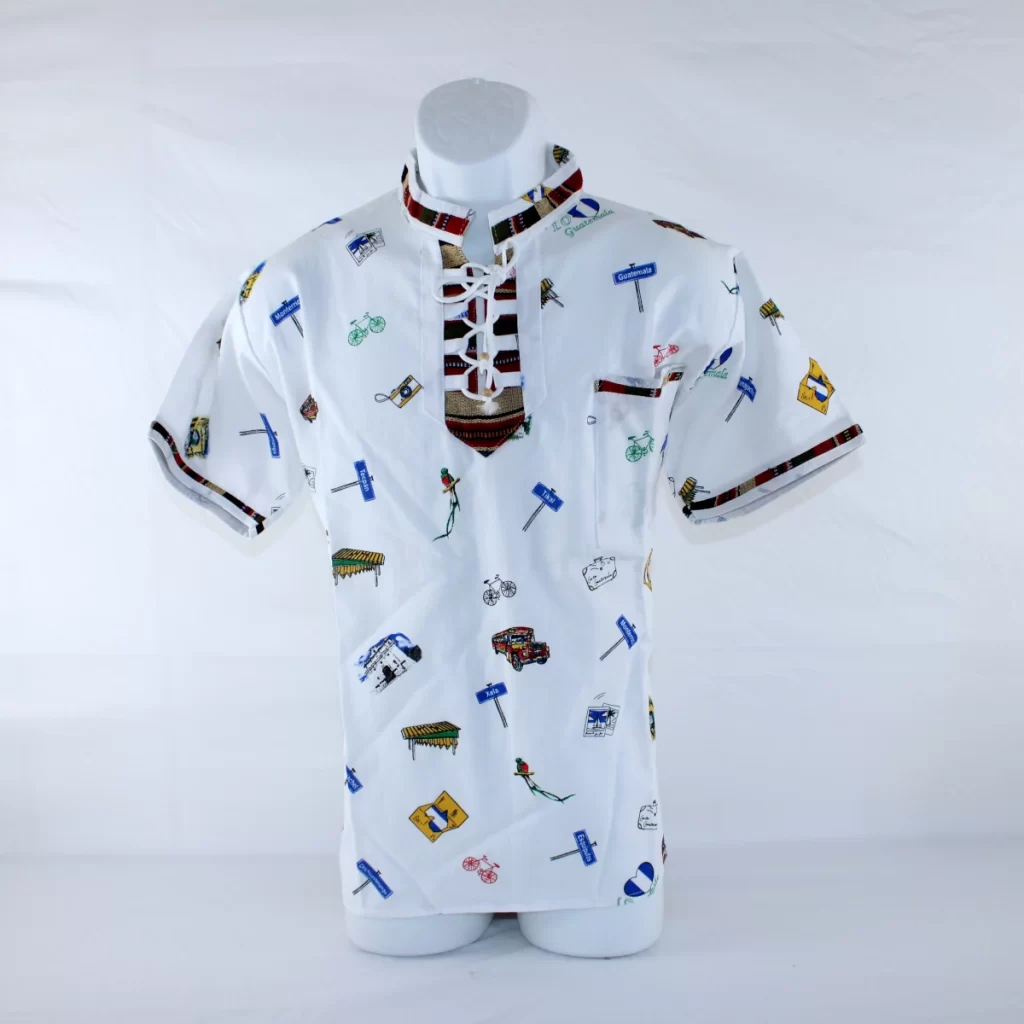 Camisa típica de Guatemala para hombre de color blanco