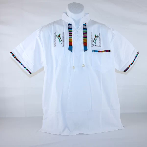 Camisa Típica de Guatemala para hombre. Color blanco – Estilo 192