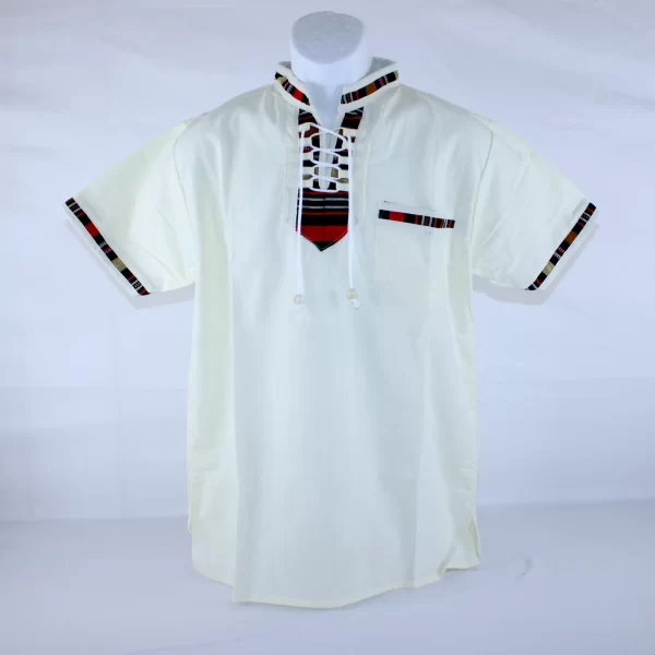 Camisa Típica de Guatemala para hombre. Color blanco crema – Estilo 232