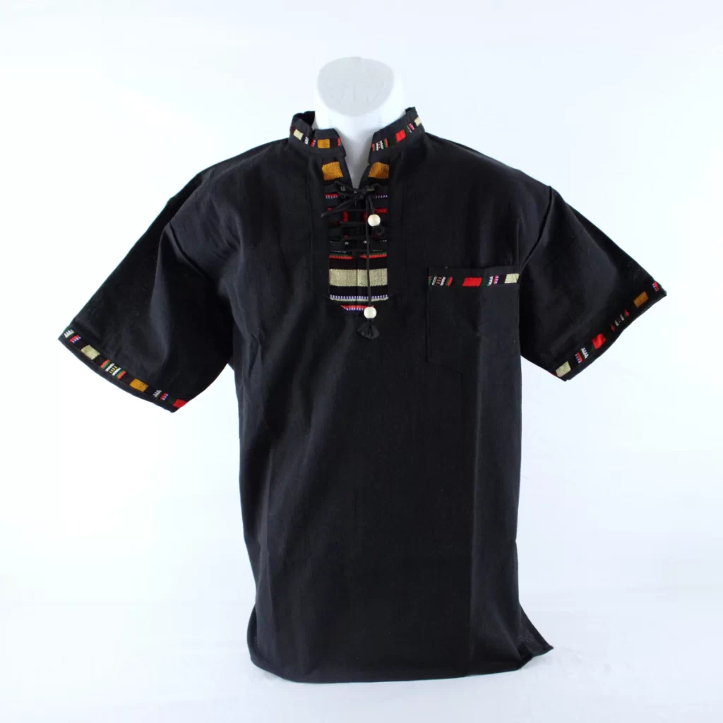 Camisa típica de Guatemala para hombre de color negro