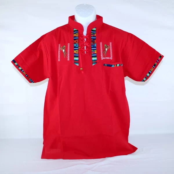 Camisa Típica de Guatemala para hombre. Color rojo – Estilo 110