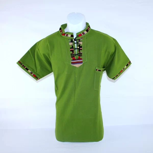 Camisa Típica de Guatemala para hombre. Color verde aguacate – Estilo 228