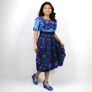 Traje típico de Guatemala – Faja, delantal, corte y blusa – Estilo Totonicapán Cielo Morado 188