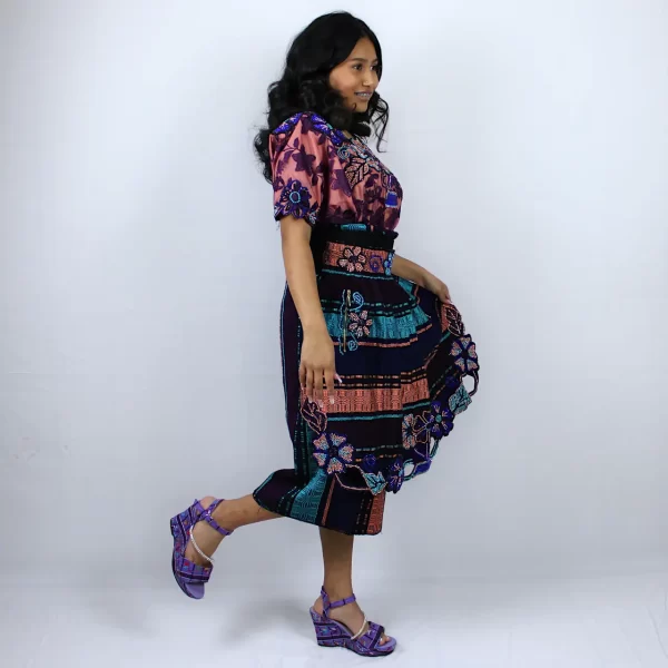 Traje típico de Guatemala – Faja, delantal, corte y blusa – Estilo Retalhuleu Salmón Rosado 679