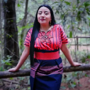 Traje típico de Guatemala – Faja, corte y huipil – Estilo Sololá Azul Flamenco Rosado 1013