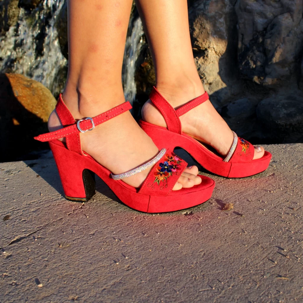 Zapatos típicos de Guatemala para mujer, multicolor rojo